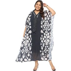 Gypsie Blu Women Kaftan Dress Stylish Georgette Kimono Maxi Dresses Party Gown for Evening Wear