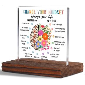 Things to Remember Therapy Office Clear Desk Decor Signs, Positive Affirmations Anxiety Relief Calming Corner Gifts for School Counselor Psychology Teens Girls Mental Health Decorative Plaque TZF40