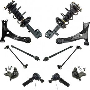 TRQ Front Steering & Suspension Kit Ball Joint Complete Strut & Coil Spring Assembly Control Arm Sway Bar Stabilizer Link Tie Rod Compatible with 2009-2013 Toyota Corolla Matrix