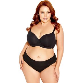 Women's Plus Size Bra-Smooth & Chic Cotton T-Shirt, Black, 38D