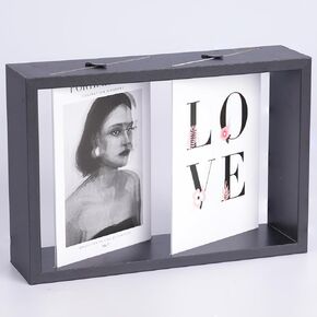 NUPTIO Picture Frame 4x6 Double: Black Wood Photo Frames for Desk Display Hold 4 Vertical Photos Gift for Friends Family Office Halloween Graduation Birthday