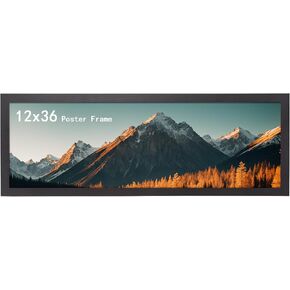 12x36 Panoramic Solid Wood Poster Frame, 12x36 Picture FrameHorizontal and Vertical Wall Hanging(Black)