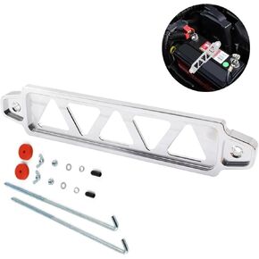 1 Pcs Black Car Power Hold Down Bracket, Aluminum Alloy Down Bracket, Red Battery Hold Down Sets Fits for Cars, SUVs, Trucks, Vans, Trailers