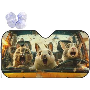 Hawaiian Dog Animal Driving Windshield Sun Shade, Front Window Sunshade Cover Sun Visor Shield Foldable Uv Ray Reflector for Car SUV Truck