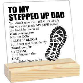 Gifts for Stepdad Fathers Day Birthday Gifts Christmas Gifts for Step Dad Father Best Papa Bonus Dad Gifts Dad Acrylic Decor Signs for Home Office 4 x 4 inches