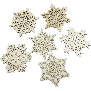 Mziart Set of 6 Snowflake Wood Coasters for Drinks and Coffee, Christmas Cup Mat, Gift Worthy
