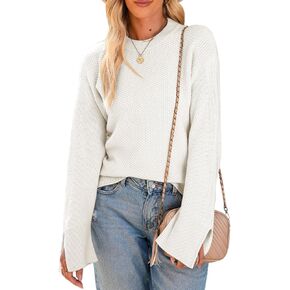 Sidefeel Womens Fashion 2024 Sweaters Knit Chunky Long Sleeve Pullover Sweater Fall Clothes for Women