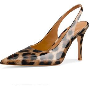 كعب Slingback للنساء بكعب ستيليتو بمقدمة مدببة وكعب مغلق عند الأصابع سهل الارتداء على الكعب العالي مقاس 2.95 بوصة