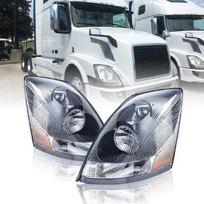 Headlights Fits VNL VN 2004-2017 Headlights, Plug-And-Play, Pair Set (Driver Side & Passenger Side), Black Housing