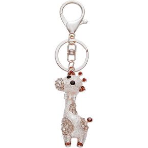 Giraffe Deer Pretty Gold Plating Crystal Handbag Pendant Keyring Keychain for Car Key Holder