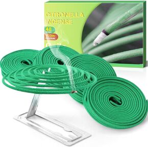 STRN Citronella Coils, Natural Coil Incense, Lemongrass Thin Coils for Backyards Indoor or Outdoor 2 X 24 Coil Per Box Including 1 Holder