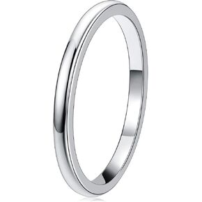 THREE KEYS JEWELRY 1mm 2mm 4mm 6mm 8mm Tungsten Wedding Ring for Women Mens Wedding Bands Silver/Back Domed Polished Engagement Band