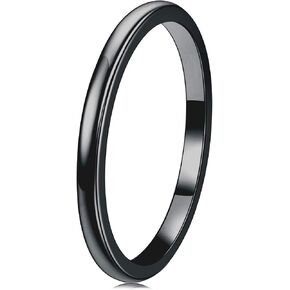 THREE KEYS JEWELRY 1mm 2mm 4mm 6mm 8mm Tungsten Wedding Ring for Women Mens Wedding Bands Silver/Back Domed Polished Engagement Band