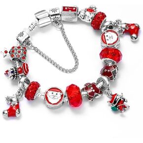 Merry Christmas Santa Claus Charms Bracelet, 20CM, Silver, SHAPER681359412982