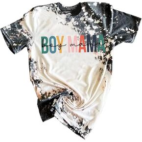 Boy Mama Tshirt Women Mother's Day Shirts Funny Letter Print Tee Tops Mom of Boys Shirts Summer Short Sleeve T-Shirt