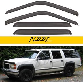 4pcs Compatible with 1999-2000 Cadillac Escalade Front+Rear Sun/Rain Guard Outside Mount Window Visors Vent Deflector