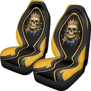 Skull Rose Car Seat Covers Front Pair Black Automotive Front Seat Covers for Comfortable Driving,Universal Auto Interior Fit for Most Kinds of Vehicles,SUV,Sedans