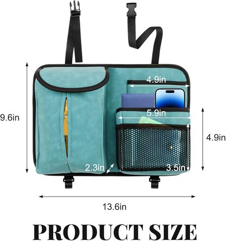 Car Back Seat Organizer, Multi Pockets Car Hanging Seat Back Headrest Organizer with Hook, Durable Car Seat Storage Bag, Universal Travel Accessories with Tissue Box Net Pocket (Black) in Kuwait
