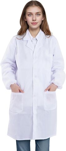 عالم الطبيب زي معطف للمختبر النساء الرجال هالوين الأبيض كم طويل معطف للمختبر للجنسين الكبار زي ممرضة معطف للمختبر in Kuwait