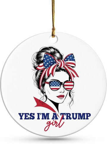 Yes, I’m a Trump Girl Ornament - Funny Trump President Ornament for Christmas - Trump 2024 Election Gift - Patriotic Christmas Ornament for Trump Fans - Unique for Trump Supporters in Kuwait