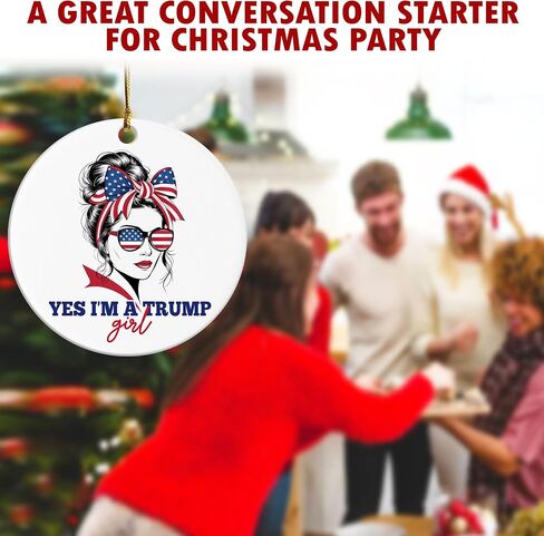 Yes, I’m a Trump Girl Ornament - Funny Trump President Ornament for Christmas - Trump 2024 Election Gift - Patriotic Christmas Ornament for Trump Fans - Unique for Trump Supporters in Kuwait