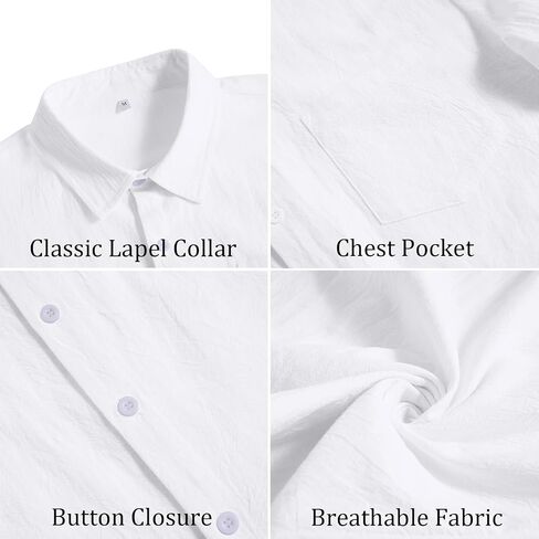 Vssjavun Mens Short Sleeve Button Down Shirts Casual Cotton Shirt Summer Beach Tops with Pocket in Saudi Arabia