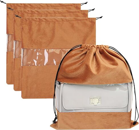 Lckaey handbags Dust Bags for Purse and shoes-grade suede velvet Clear tote bag dust Storage Bags 3 Pack Y100camel-M in Saudi Arabia