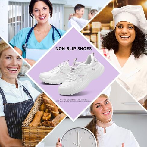 Non Slip Shoes for Women White Food Service, White Women's Non Slip Nursing Shoes, Comfortable, Breathable, and Wear-Resistant in Saudi Arabia