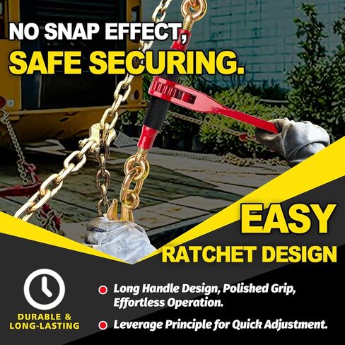 Ratchet Chain Binders 3/8'' - 1/2'' | Heavy Duty Load Binders w/Clevis Hooks | 9,200 Lbs Working Load | Compatible with G43, G70 & G80 Chains | Secure Tie Down Binder for Hauling and Towing in Kuwait