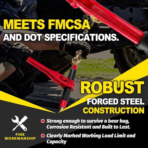 Ratchet Chain Binders 3/8'' - 1/2'' | Heavy Duty Load Binders w/Clevis Hooks | 9,200 Lbs Working Load | Compatible with G43, G70 & G80 Chains | Secure Tie Down Binder for Hauling and Towing in Kuwait