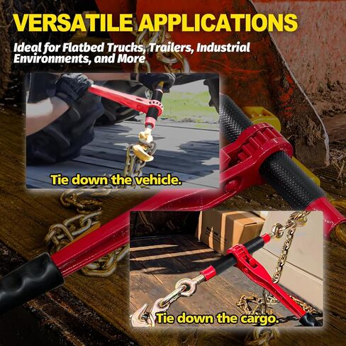 Ratchet Chain Binders 3/8'' - 1/2'' | Heavy Duty Load Binders w/Clevis Hooks | 9,200 Lbs Working Load | Compatible with G43, G70 & G80 Chains | Secure Tie Down Binder for Hauling and Towing in Kuwait