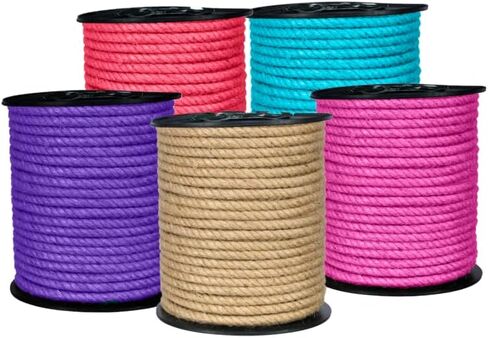 KIS Premium Natural Jute Rope 6MM (1/4 Inch 50 FT), Smell Free, Crafts, Cat Scratching, Home Decor, Biodegradable, Hemp Sisal Manila, Decoration, Camping, PET Friendly - Handmade DIY - Colorful… in Saudi Arabia