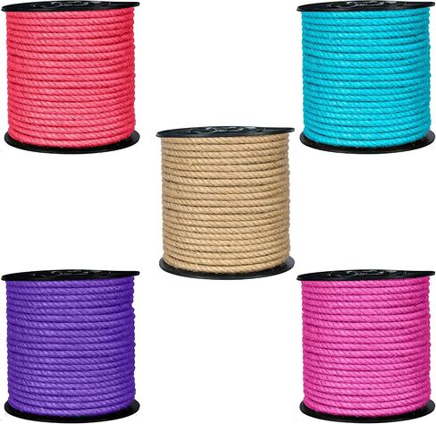 KIS Premium Natural Jute Rope 6MM (1/4 Inch 50 FT), Smell Free, Crafts, Cat Scratching, Home Decor, Biodegradable, Hemp Sisal Manila, Decoration, Camping, PET Friendly - Handmade DIY - Colorful… in Saudi Arabia