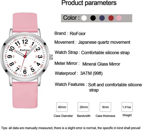 Nurse Watch for Nurses,Nursing Students,Medical Professionals,Doctors,with Variety Colors,Second Hand and 24 Hour,Soft Breathable Colour Silicone Band.Easy to Read Waterproof Watch. in Saudi Arabia