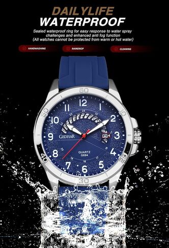 Waterproof Watch Analog Military Stylish Durable Timepiece for Men Adult Sports Wrist Quartz Watches,Silicone Strap in Saudi Arabia