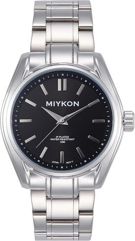 Miykon Stainless Steel Dress Watches for Men - 42mm Ion Polished Mens Watches with Scratch Resistant Glass - 100ft Water Resistant Mens Watch with Easy to Read Dial & Bold Indices in Kuwait