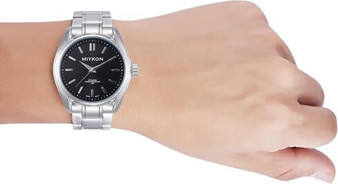 Miykon Stainless Steel Dress Watches for Men - 42mm Ion Polished Mens Watches with Scratch Resistant Glass - 100ft Water Resistant Mens Watch with Easy to Read Dial & Bold Indices in Kuwait