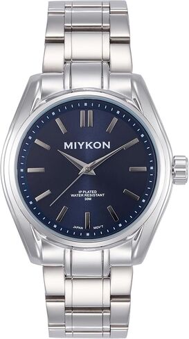 Miykon Stainless Steel Dress Watches for Men - 42mm Ion Polished Mens Watches with Scratch Resistant Glass - 100ft Water Resistant Mens Watch with Easy to Read Dial & Bold Indices in Kuwait