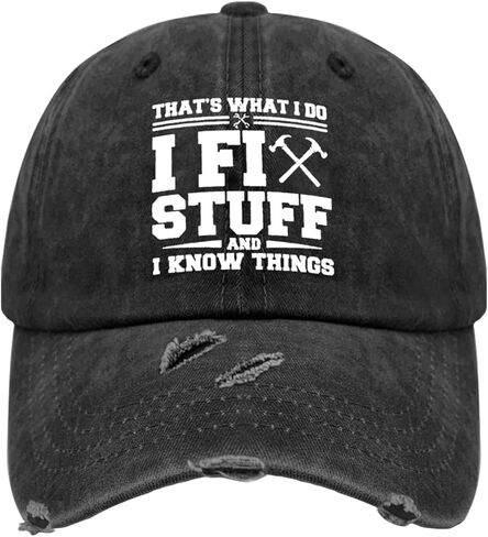 I Fix Stuff and I Know Things Hat for Men I Fix Stuff Hat for Womens Washed Distressed Baseball Caps in Saudi Arabia