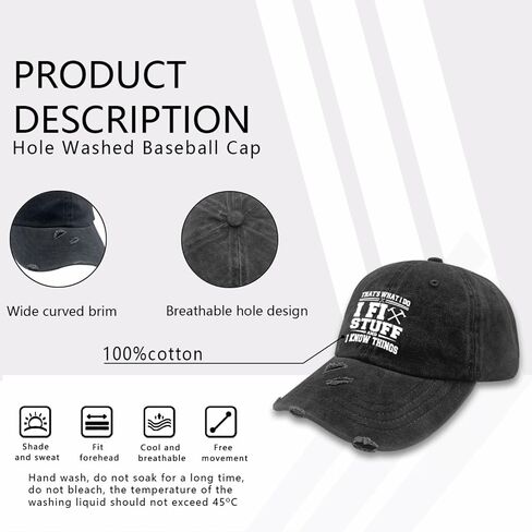 I Fix Stuff and I Know Things Hat for Men I Fix Stuff Hat for Womens Washed Distressed Baseball Caps in Saudi Arabia