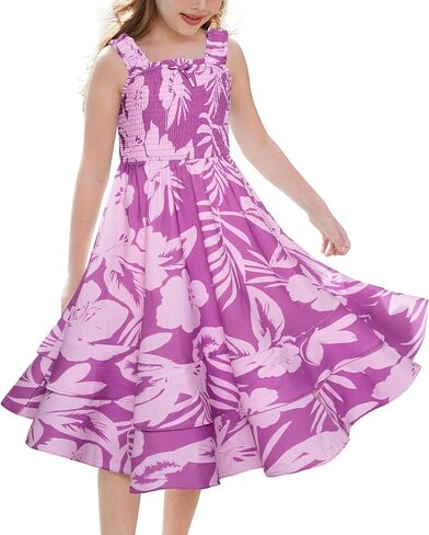 GRACE KARIN Girls Floral Maxi Dress Square Neck Wide Straps Smocked Summer Spring Flowy Dress 5-14Y in Kuwait