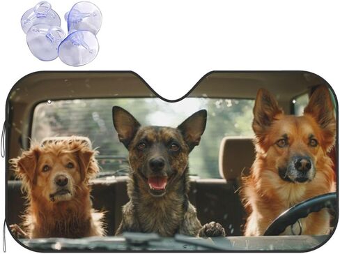 Hawaiian Dog Animal Driving Windshield Sun Shade, Front Window Sunshade Cover Sun Visor Shield Foldable Uv Ray Reflector for Car SUV Truck in Saudi Arabia