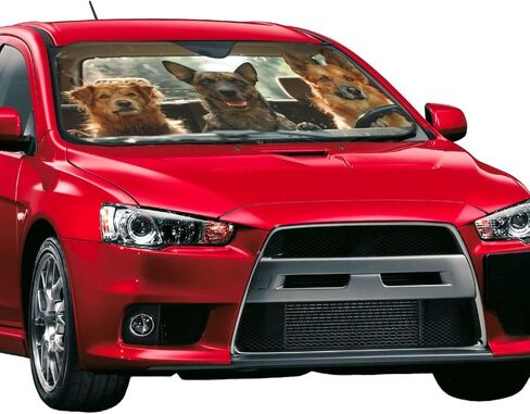 Hawaiian Dog Animal Driving Windshield Sun Shade, Front Window Sunshade Cover Sun Visor Shield Foldable Uv Ray Reflector for Car SUV Truck in Saudi Arabia