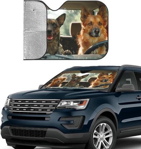 Hawaiian Dog Animal Driving Windshield Sun Shade, Front Window Sunshade Cover Sun Visor Shield Foldable Uv Ray Reflector for Car SUV Truck in Saudi Arabia