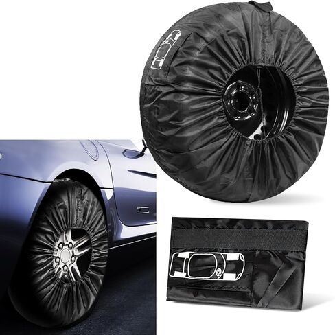 1 PC Car Spare Tire Protective Cover, Tire Dust Storage Bag, Portable Handheld Tire Protective Cover, Universal for Most Cars (Black #L) in Saudi Arabia