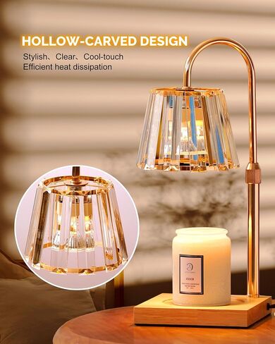 Candle Warmer Lamp with Timer, Candle Lamp Warmer with Dimmer & Height Adjustable, Crystal Lamp Candle Warmer for Jar Candles, Dimmable Candle Warmer Lamp with 3 Bulbs, House Warming Decor Gifts in Saudi Arabia