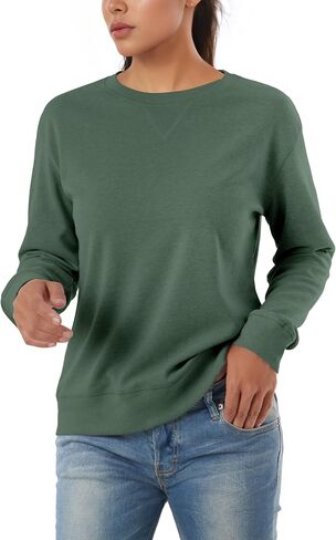 GIVON Relaxed Fit Crewneck Sweatshirts Women Long Sleeve Sweatshirt Cute Pullover Lightweight Tops in Saudi Arabia