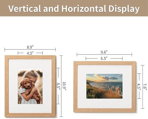 إطار صورة ZLG مقاس 8 × 10، إطار من الخشب الصلب مقاس 8 × 10 مع حصيرة مقاس 5 × 7، لسطح الطاولة وعرض الحائط، يتضمن خطاف حائط، مجموعة من 3 قطع in Kuwait