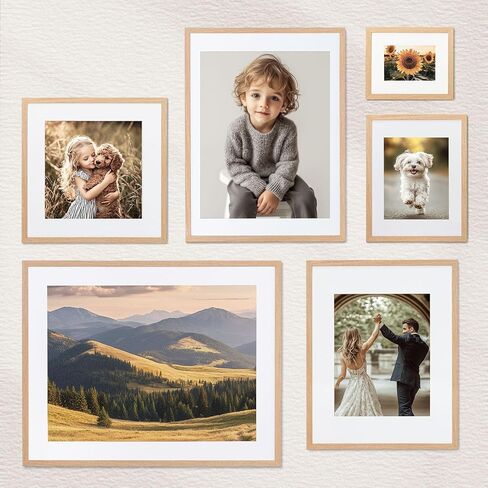 إطار صورة ZLG مقاس 8 × 10، إطار من الخشب الصلب مقاس 8 × 10 مع حصيرة مقاس 5 × 7، لسطح الطاولة وعرض الحائط، يتضمن خطاف حائط، مجموعة من 3 قطع in Kuwait