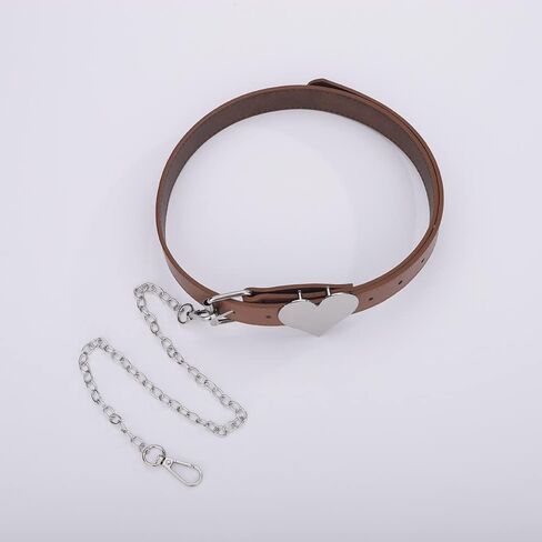 Jumwrit Leather Waist Belt for Dress Jeans Pants Fashion Silver Heart Buckle Ladies Belt with Detachable Chain in Saudi Arabia